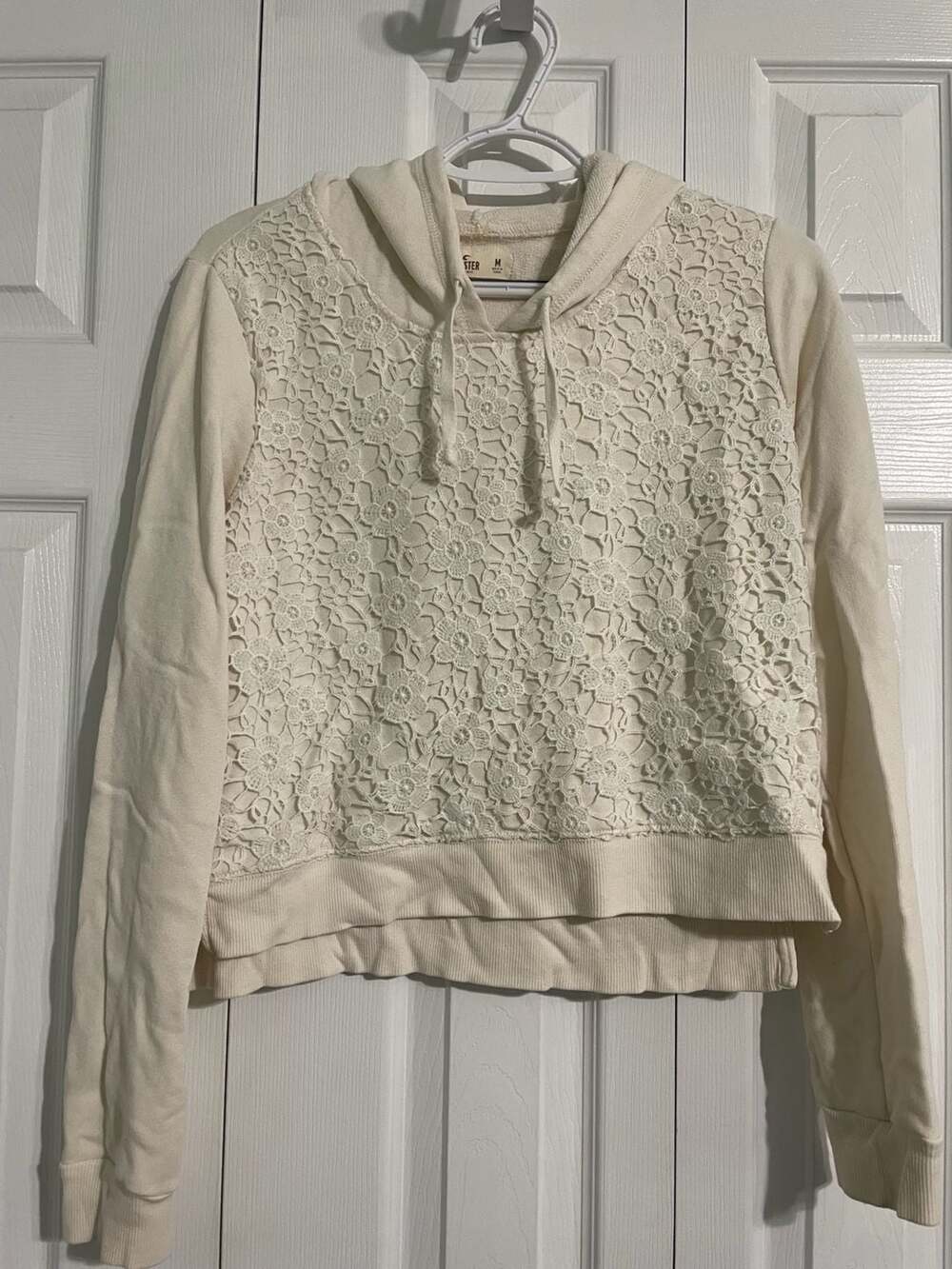 Hollister Lace Front Cropped Hoodie